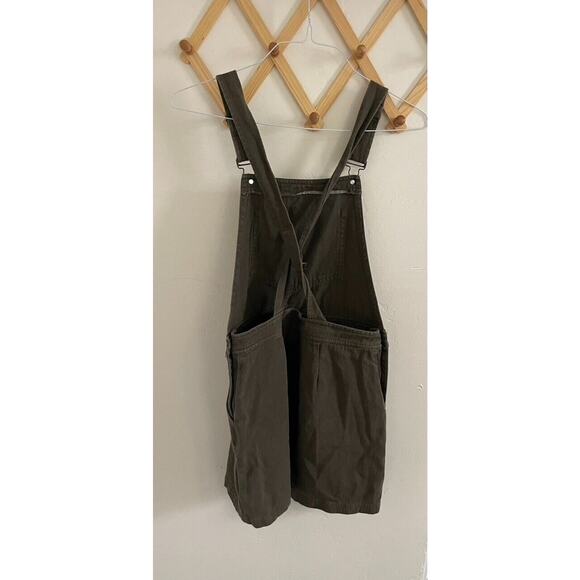 Forever 21 Skirtall Women's Medium Denim Mini Overalls Army Green 90s - Picture 6 of 8